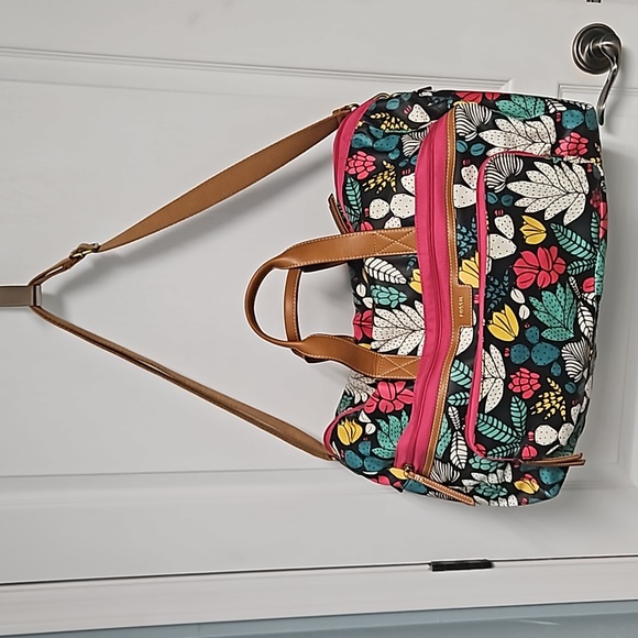 Fossil Eliza Weekender overnight travel bag / duffle  multicolored succulents - Picture 5 of 14